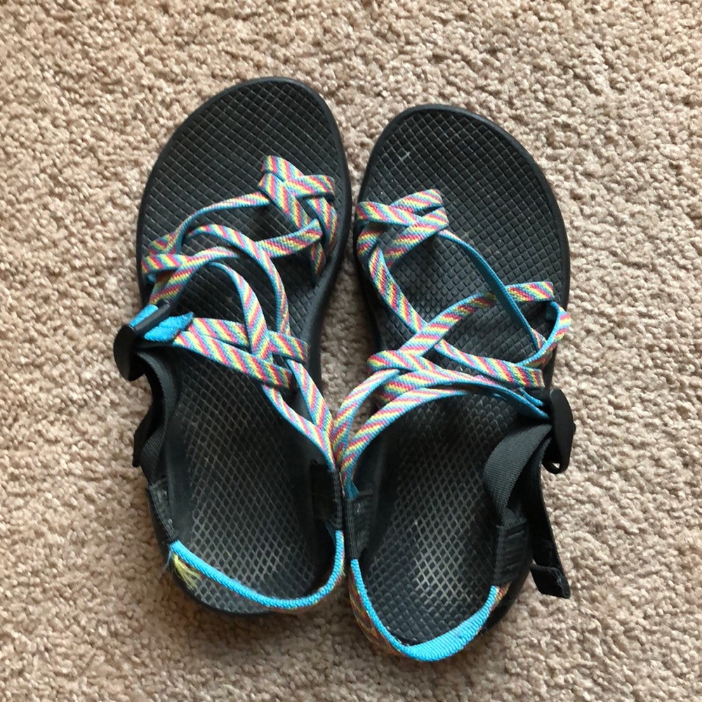 Chaco Black Sandals with Multicolor Straps